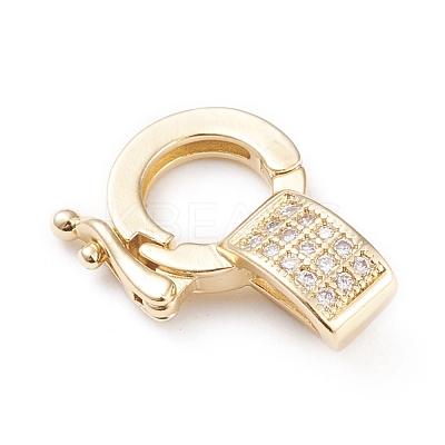 Brass Micro Pave Clear Cubic Zirconia Twister Clasps ZIRC-L097-021G-1