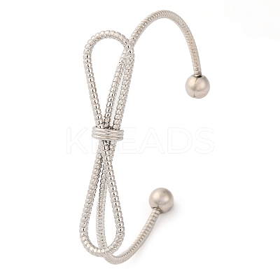 Bowknot Brass Cuff Bangles for Women BJEW-F477-05P-1