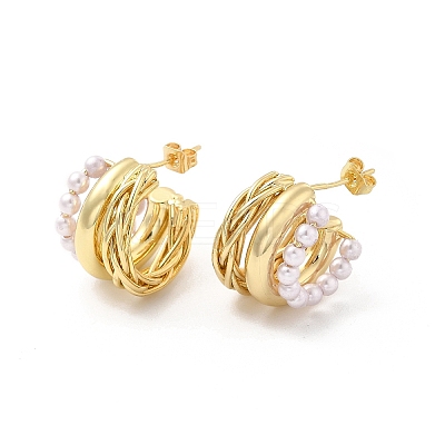 Brass Thick Arch Stud Earring EJEW-C056-03G-1
