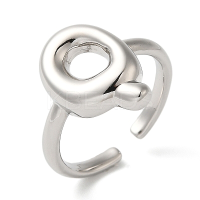 Initials Brass Open Cuff Ring for Women RJEW-N046-02Q-P-1