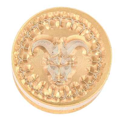 Golden Tone Round Wax Seal Brass Stamp Heads AJEW-S087-02G-01-1