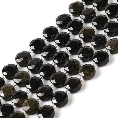 Natural Golden Sheen Obsidian Bead Strands G-C116-A07-01-1