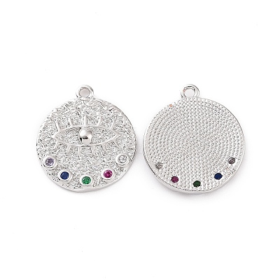 Brass Micro Pave Colorful Cubic Zirconia Pendants KK-E068-VC117-1