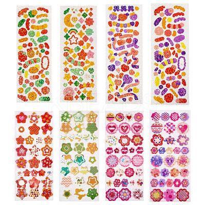 6 Styles Laser Plastic Stickers AJEW-TA0001-62-1