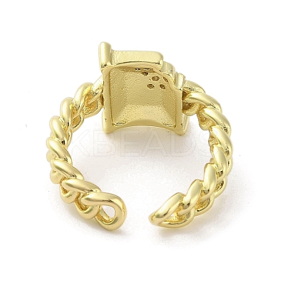 Brass Pave Cubic Zirconia Open Cuff Rings RJEW-M170-14G-1