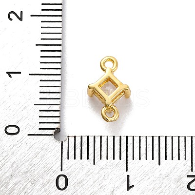 Brass Cubic Zirconia Rhombus Connector Charms KK-F894-12G-06-1