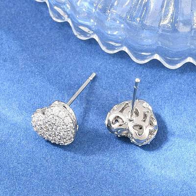 Brass Micro Pave Clear Cubic Zirconia Stud Earrings EJEW-G471-31P-03-1