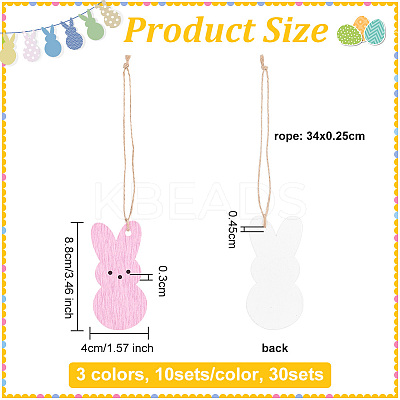 3 Bags 3 Colors Easter Theme Wooden Pendant Decorations HJEW-OC0001-32-1