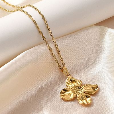 Summer Beach 304 Stainless Steel Pendant Rope Chain Necklaces for Women LS-STAS-Z108-01G-06-1