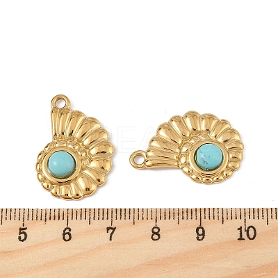Synthetic Turquoise Conch Shell Pendants STAS-P396-02G-01-1