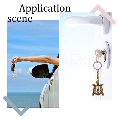 8Pcs 2 Colors Tortoise Alloy Keychain KEYC-PH0001-67-1