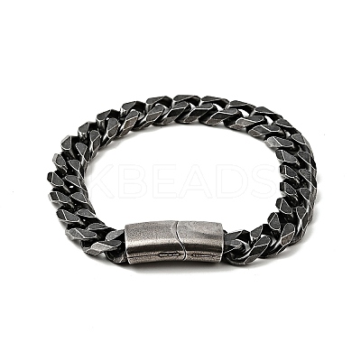 304 Stainless Steel Curb Chain Bracelet with Magnetic Clasp for Men Women BJEW-E009-13AS-1