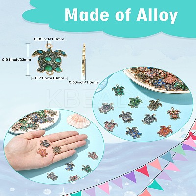 60Pcs 10 Colors Printed Alloy Connector Charms ENAM-CJ0005-63-1