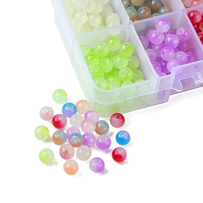 400Pcs 8 Colors Baking Paint Imitation Jade Glass Round Bead Strands DGLA-FS0001-09-1