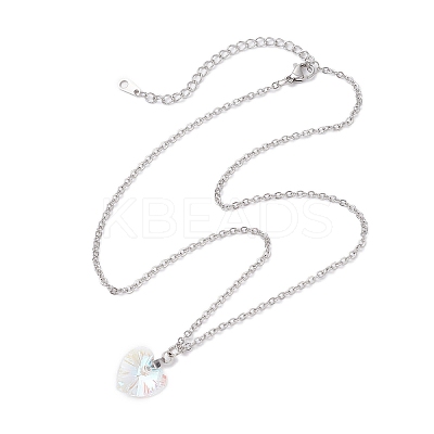 6Pcs 6 Styles Electroplated Clear AB Glass Star Moon Heart Pendant Necklaces NJEW-JN05146-1
