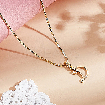 1pc Brass Chain & 304 Stainless Steel Letter Pendant Necklaces NJEW-LP0001-40D-G-1