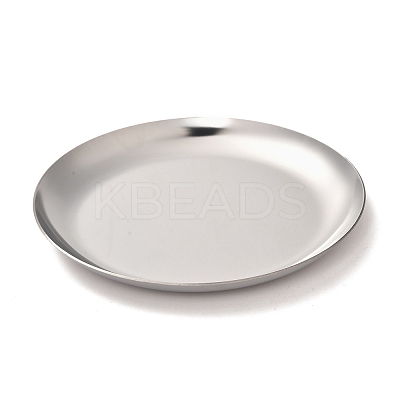 Non-Tarnish Flat Round 430 Stainless Steel Jewelry Display Plate X-STAS-P289-01P-1