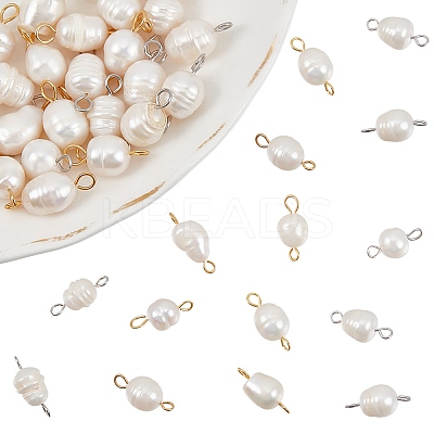 32Pcs 2 Colors Natural Cultured Freshwater Pearl Beads Connector Charms FIND-BBC0002-55-1