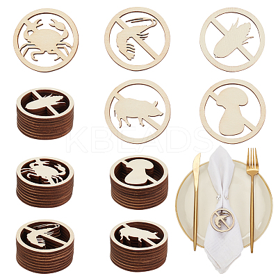 100Pcs 5 Styles Unfinished Wooden Cutouts WOOD-OC0002-88-1