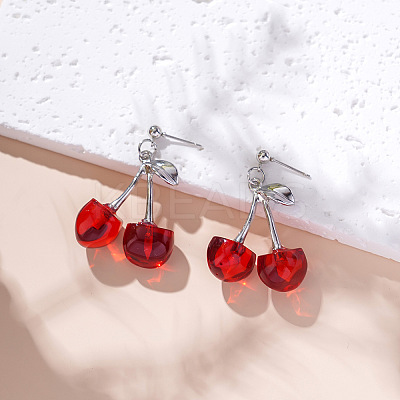 Cherry Zinc Alloy & CCB Plastic & 304 Stainless Steel & Iron Pendant Necklaces & Charm Bracelets & Stud Dangle Earrings Sets FS-WGA613B-02-1