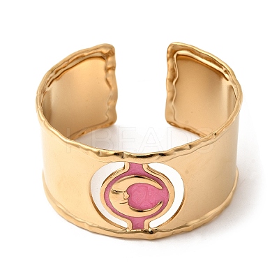 304 Stainless Steel Enamel Cuff Bangles for Women LS-BJEW-B166-02G-1