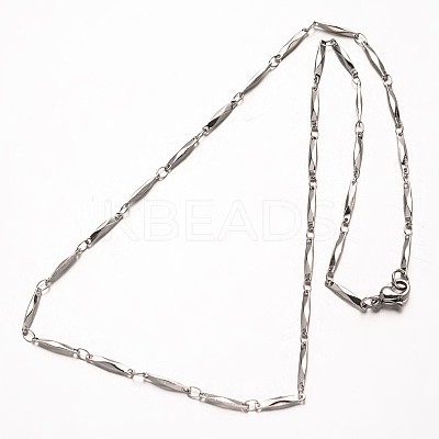 Non-Tarnish 304 Stainless Steel Bar Link Chains Necklaces NJEW-O066-17P-1