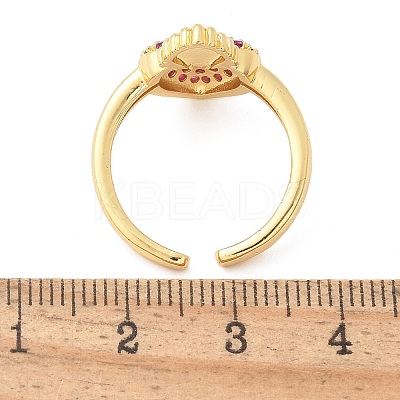 Sacred Heart Brass Micro Pave Cubic Zirconia Cuff Rings for Women RJEW-B117-01G-03-1