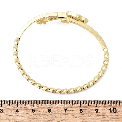 Eye Theme Brass Micro Pave Cubic Zirconia Cuff Bangles for Women BJEW-F526-01B-G-1