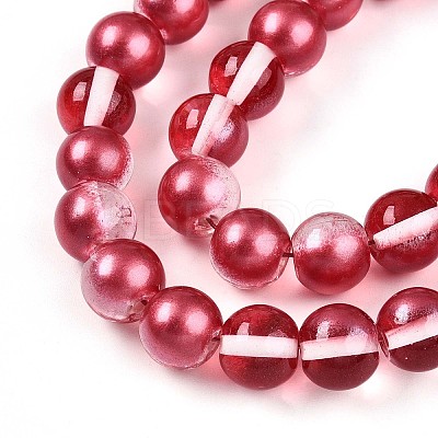 Baking Paint Transparent Glass Beads Strands DGLA-N011-10mm-06-1