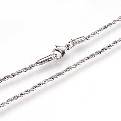 Non-Tarnish 304 Stainless Steel Rope Chains Necklaces NJEW-G313-14P-1