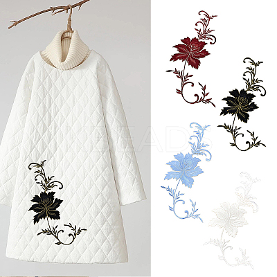 2Pcs Peony Computerized Embroidery Cloth Iron on/Sew on Patches DIY-GF0005-32C-1