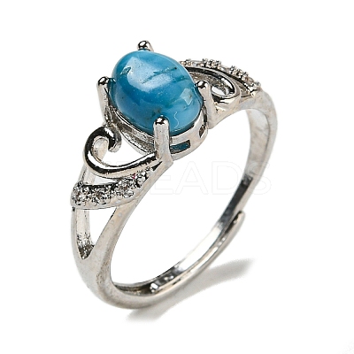 Oval Natural ApatiteAdjustable Rings RJEW-Q818-01P-09B-1