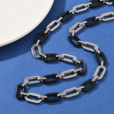 201 Stainless Steel Oval Link Chain Necklaces for Women NJEW-B143-04EBP-1