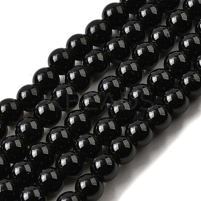 Natural Black Obsidian Beads Strands G-L632-A01-6mm-1