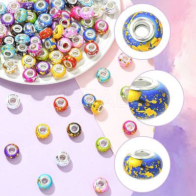 80Pcs 20 Colors Opaque Resin Rondelle European Beads RESI-FS0002-46-1