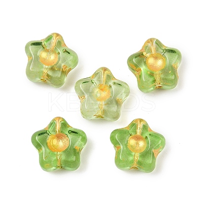 Electroplate and Golden Metal Enlaced Glass Beads EGLA-T029-02F-1