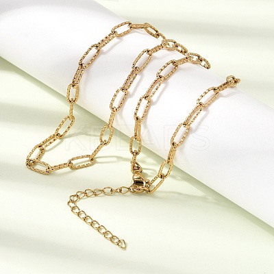 4MM 304 Stainless Steel Textured Paperclip Chain Necklaces for Man and Women SA-CBAB767-09G-1