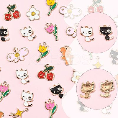 36Pcs 9 Styles Alloy Enamel Pendants ENAM-FS0004-31-1