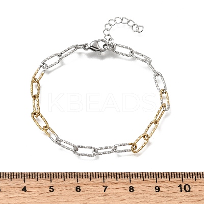 4MM Two Tone 304 Stainless Steel Textured Paperclip Chain Bracelets for Man and Women SA-CBAB767-08GP-1