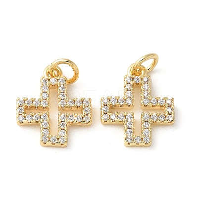 Brass Micro Pave Clear Cubic Zirconia Pendants KK-Q031-35G-01-1