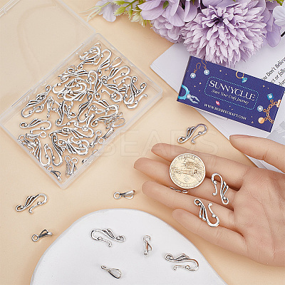 70Pcs Tibetan Style Alloy Hook and Eye Clasps FIND-SC0008-05-1