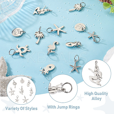 32pcs 8 Style Rack Plating Alloy Pendants FIND-EL0001-04-1