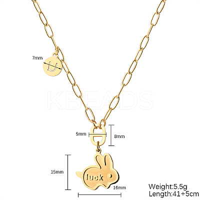 Luck Rabbit 304 Stainless Steel Pendant Necklaces KA9286-3-1