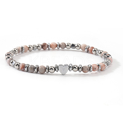 Natural Pink Zebra Jasper Round Beaded Stretch Bracelets EV1340-5-1