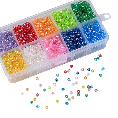 Bicone AB Color Plated Eco-Friendly Transparent Acrylic Beads TACR-CJ0001-12-1
