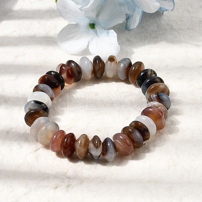 Natural Agate Beads Stretch Bracelets for Women Men G-P614-07-1