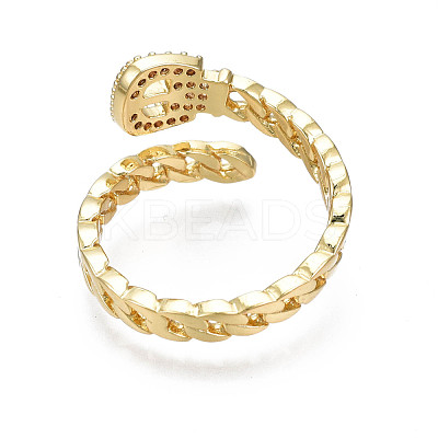 Exquisite Cubic Zirconia Chain Belt Shape Cuff Ring RJEW-N035-060-NF-1