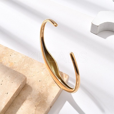 304 Stainless Steel Cuff Bangles for Women BJEW-B108-06G-1