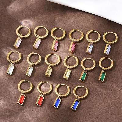 304 Stainless Steel Rectangle Hoop Earrings EJEW-I320-29G-1