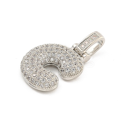 Brass Micro Pave Clear Cubic Zirconia Pendants KK-B099-01P-C-1